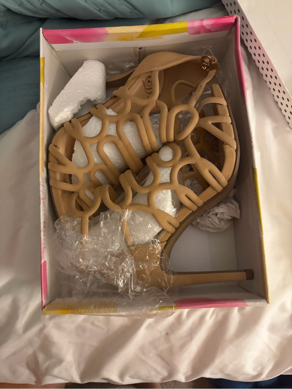 Tan Strappy High Heel Sandals - Women